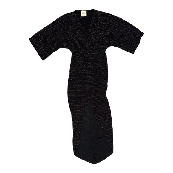 NWT Style Rack Women’s Bronze Metallic High Low Bat Wing Sleeve Dress Size S - Picture 5 of 11